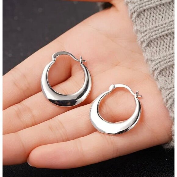 Sterling Silver Hoop Earrings - Picture 2 of 4